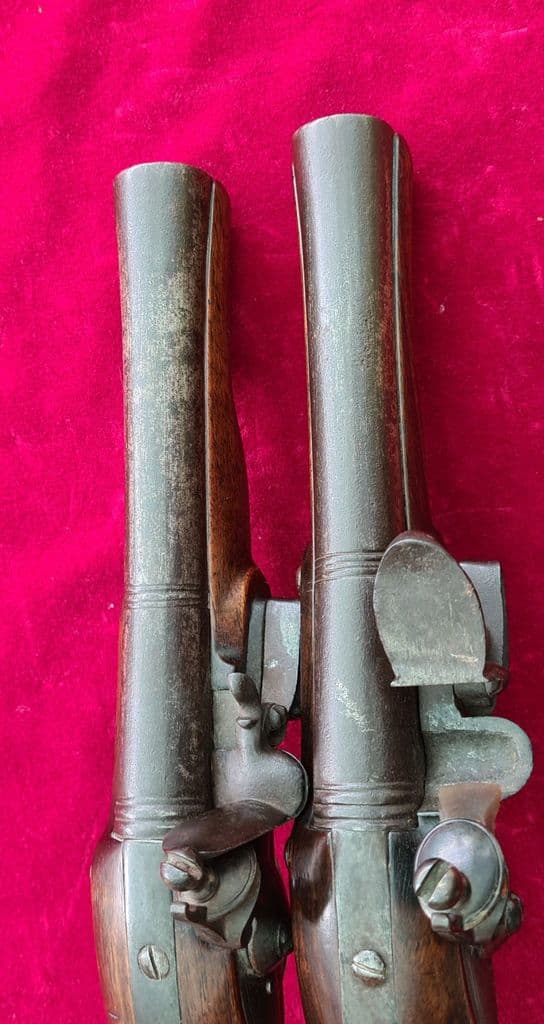A rare pair of Flintlock Blunderbuss pistols engraved L Braine. Circa 1720. Ref 3967